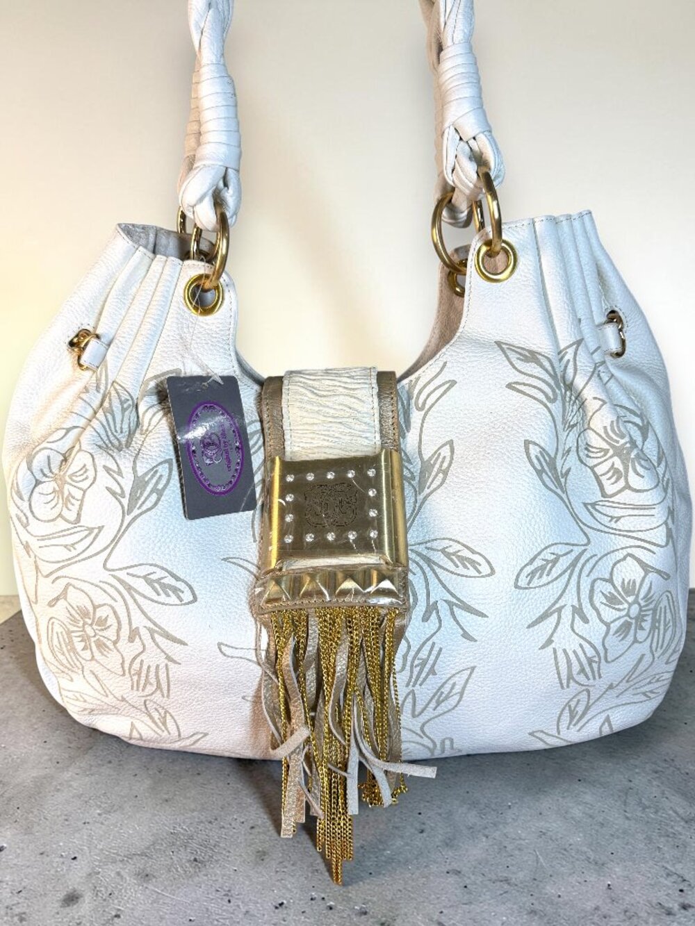 Sharif 1827 Studio Vintage Leather Hobo Shoulder Bag with Fringed Tassel - Picture 2 of 16